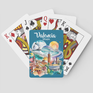 Valencia Spain Cityscape Watercolor Travel Custom トランプ