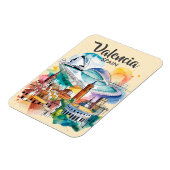 Valencia Spain Cityscape Watercolor Travel Custom マグネット (左側)