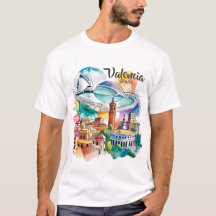 Valencia Spain Cityscape Watercolor Travel Custom