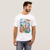 Valencia Spain Cityscape Watercolor Travel Custom Tシャツ (正面フル)