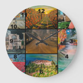 Valencia Spain Collage Painting by Alfred Fox ラージ壁時計 (正面)