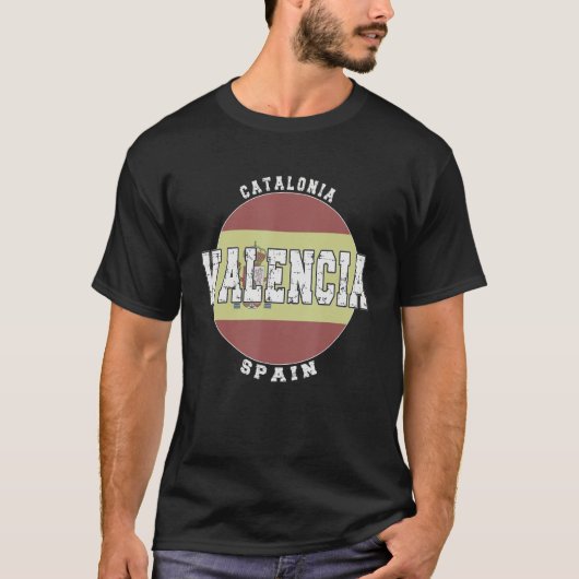 Valencia Spain, Vintage Spanish flag Tシャツ (正面)