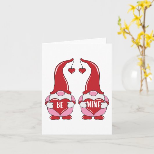 valentijn wenskaart Be Mine - Gnomes カード (黄色い花)
