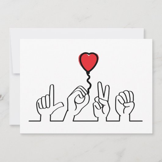 Valentijnsdag. Doof, gebarentaal love - liefde. カード (正面)
