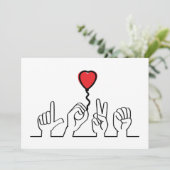 Valentijnsdag. Doof, gebarentaal love - liefde. サンキューカード (スタンド正面)
