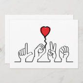 Valentijnsdag. Doof, gebarentaal love - liefde. サンキューカード (正面/裏面)