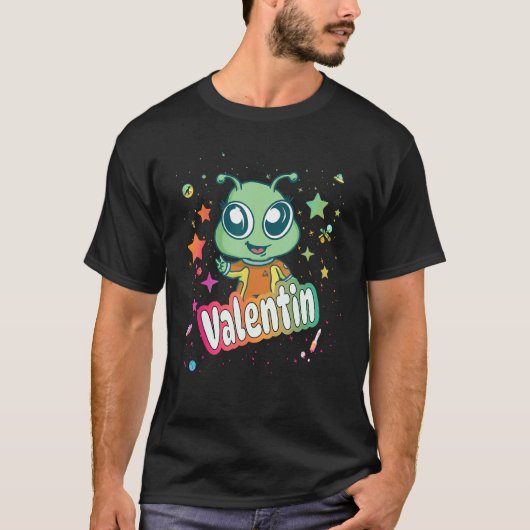 VALENTIN – かわいい少年の名前かわいいエイリアン1 Tシャツ (正面)