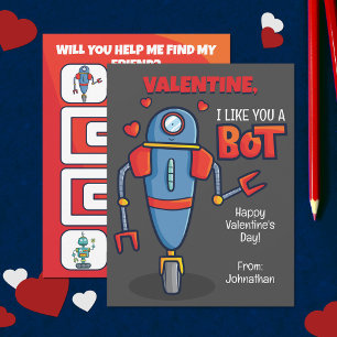 Valentin I Like You A Bot Classroom Valentines Day ノートカード