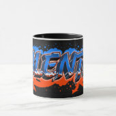 Valentin Vorname Name Graffiti blue orange Tasse マグカップ (中央)