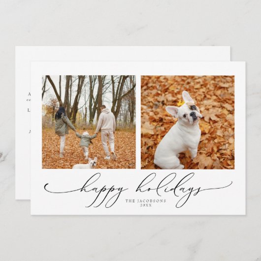 VALENTINAスクリプエレガントト2フォトハッピーホリデー 招待状 (正面/裏面)