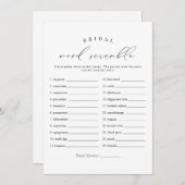 VALENTINAスクリプトエレガントブライダル単語スクランブルゲーム 招待状 (正面/裏面)