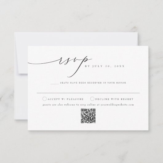 VALENTINAミニマエレガントリストウェディングRSVP 招待状 (正面)