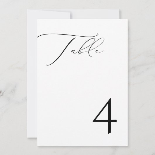 VALENTINAミニマルエレガントリストスクリプトテーブル番号 招待状 (裏面)