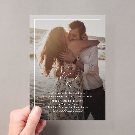 Valentina写真モダン結婚の アクリル招待状
