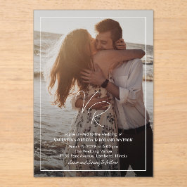 Valentina写真モダン結婚の アクリル招待状