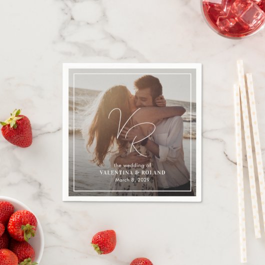 Valentina写真モダン結婚の スタンダードカクテルナプキン (インサイチュ)