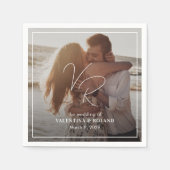 Valentina写真モダン結婚の スタンダードカクテルナプキン (正面)