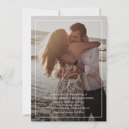 Valentina写真モダン結婚の 招待状 (正面)
