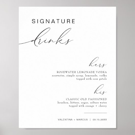 VALENTINA彼と彼女の署名ドリンクカクテル ポスター (正面)