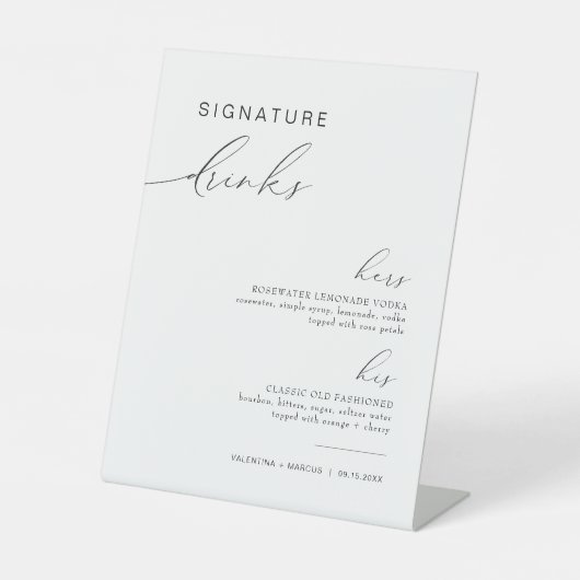 VALENTINA彼と彼女の署名ドリンクカクテル 台座サイン (正面)