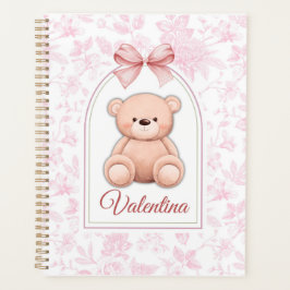 Valentina | オーダーメイド ピンクのテディベアの保育園デザイン プランナー手帳