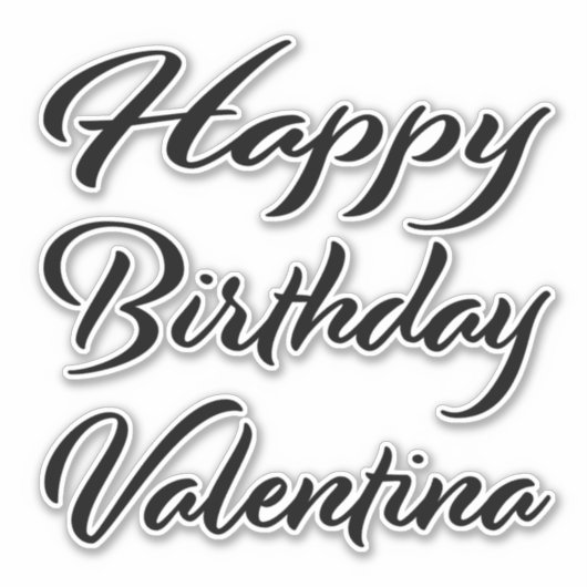 Valentina Name Vorname black Sticker Geburtstag シール (正面)