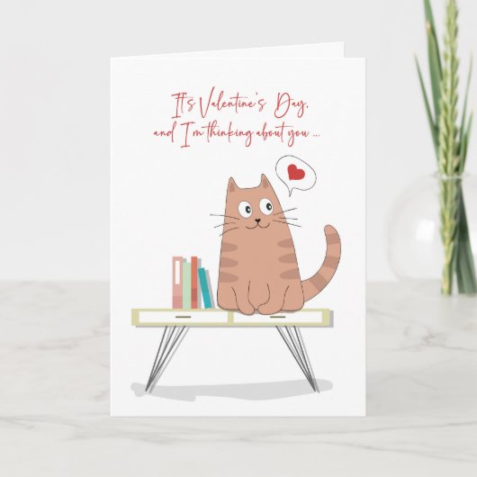 Valentine お洒落 Cat on Table 考え of You カード (正面)