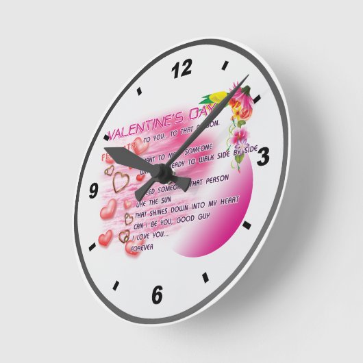 Valentine 2026-Clock-ENG ラウンド壁時計 (傾斜)