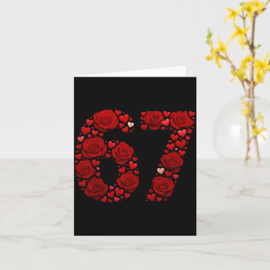 Valentine 67 Meme Rose Hearts Funny Six Seven Vale カード (黄色い花)