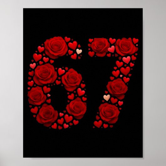 Valentine 67 Meme Rose Hearts Funny Six Seven Vale ポスター (正面)