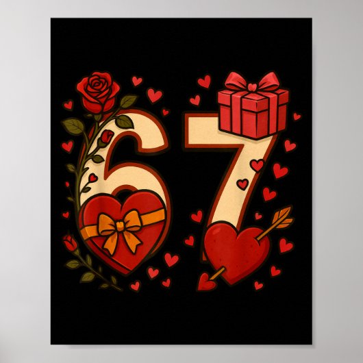 Valentine 67 Meme Six Seven Funny Gen Alpha  ポスター (正面)