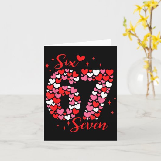 Valentine 67 Six Seven 6 7 Meme Valentines Day Gir カード (黄色い花)