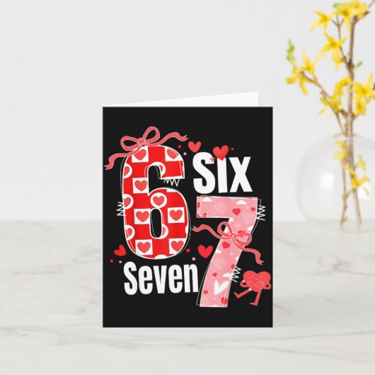 Valentine 67 Six Seven Heart Coquette Bow Valentin カード (黄色い花)