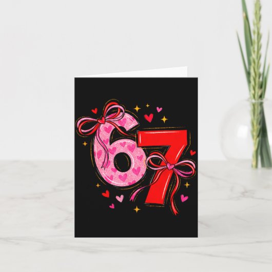 Valentine 67 Six Seven Heart Coquette Bow Valentin カード (正面)