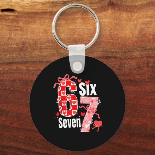 Valentine 67 Six Seven Heart Coquette Bow Valentin キーホルダー (正面)