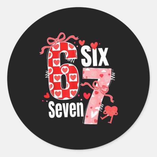 Valentine 67 Six Seven Heart Coquette Bow Valentin ラウンドシール (正面)