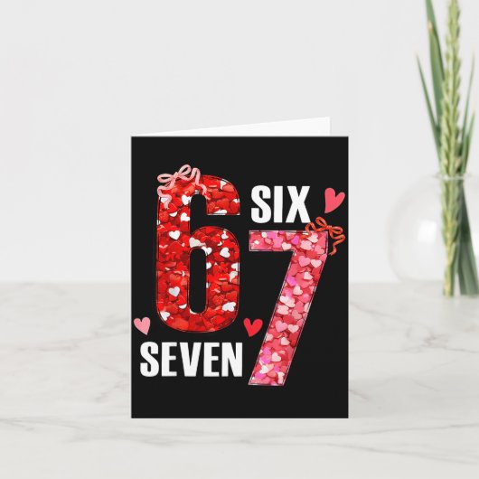 Valentine 67 Six Seven Rose Hearts Bow Valentine’s カード (正面)