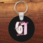 Valentine 6 7 Funny Six Seven 67 Happy Valentines  キーホルダー (正面)