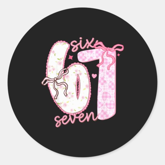 Valentine 6 7 Funny Six Seven 67 Happy Valentines  ラウンドシール (正面)