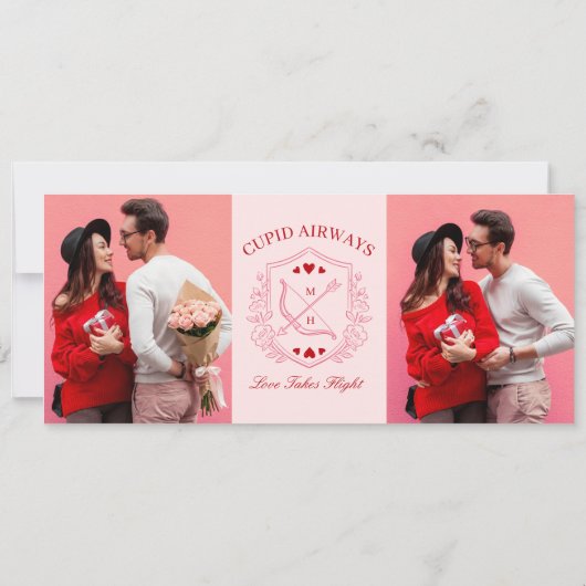 Valentine Airplane Boarding Pass Save The Date 招待状 (裏面)