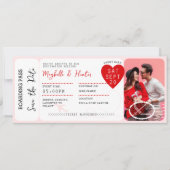 Valentine Airplane Boarding Pass Save The Date 招待状 (正面)