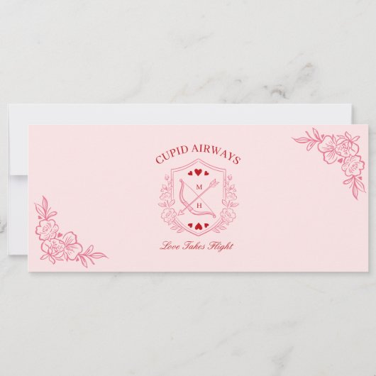 Valentine Airplane Boarding Pass Save The Date 招待状 (裏面)