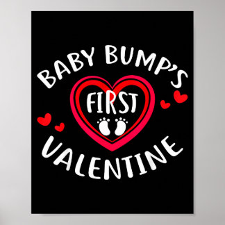 Valentine Baby Bump Shirt First Valentine Pregnanc ポスター