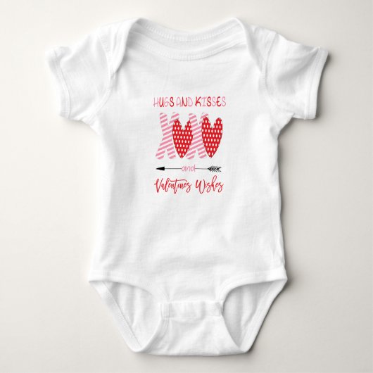 Valentine Baby Clothes | XOXO Hugs and Kisses Cute ベビーボディスーツ (正面)