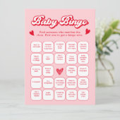 Valentine Baby Shower Baby Bingo Game Card 招待状 (スタンド正面)