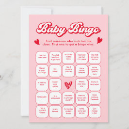 Valentine Baby Shower Baby Bingo Game Card 招待状