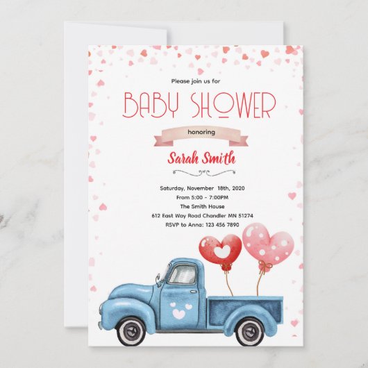 Valentine Baby Shower Invitation 招待状 (正面)