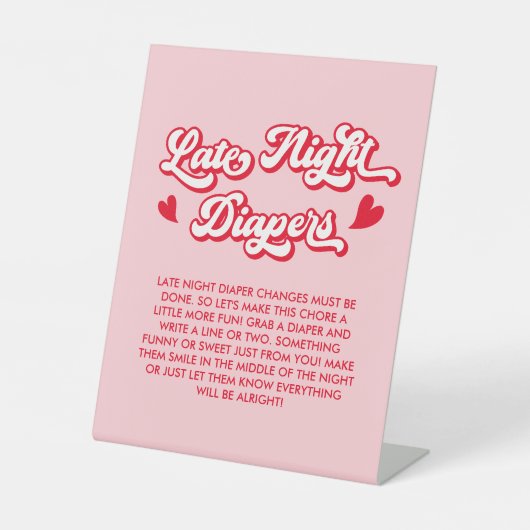 Valentine Baby Shower  Late Night Diapers Game 台座サイン (正面)