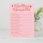 Valentine Baby Shower Who Knows Mommy Best Game 招待状 (スタンド正面)