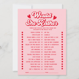 Valentine Baby Shower Would She Rather Game Card 招待状